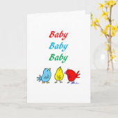 三重項誕生の挨拶状 カード (黄色い花)