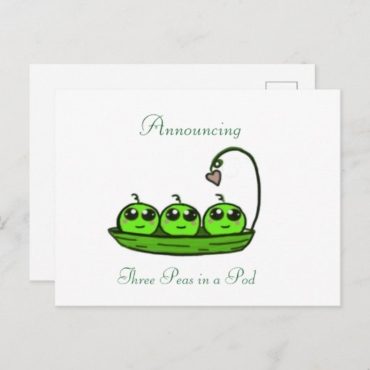 三重項誕生の発表 案内ポストカード (正面/裏面)