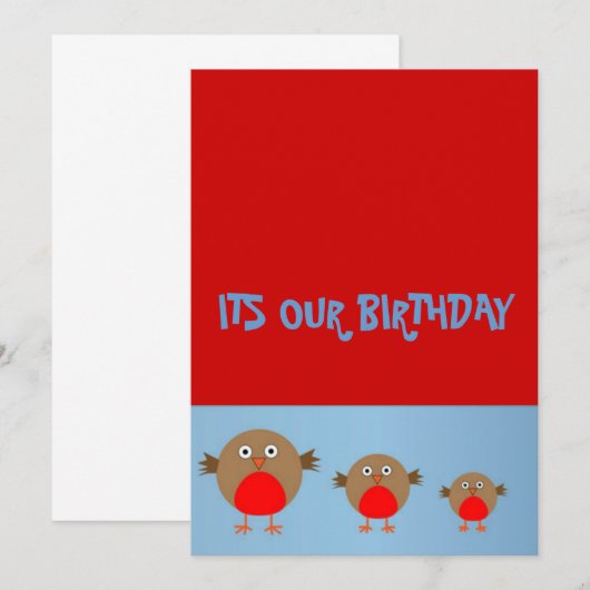 三重項誕生日招待状 招待状 (正面/裏面)