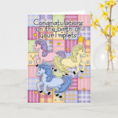 三重項、三重項のお祝いの誕生- Thre カード (黄色い花)