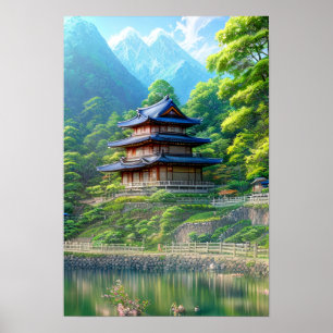 三階建ての日本の田舎の家 ポスター