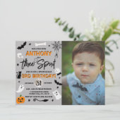 三霊！ハロウィーン3回目の誕生日の写真 招待状 (スタンド正面)