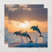 三頭のイルカが日没を見て飛び跳ねた。 セーブザデート (正面/裏面)