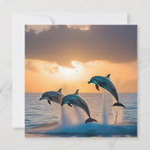 三頭のイルカが日没を見て飛び跳ねた。 セーブザデート (正面)