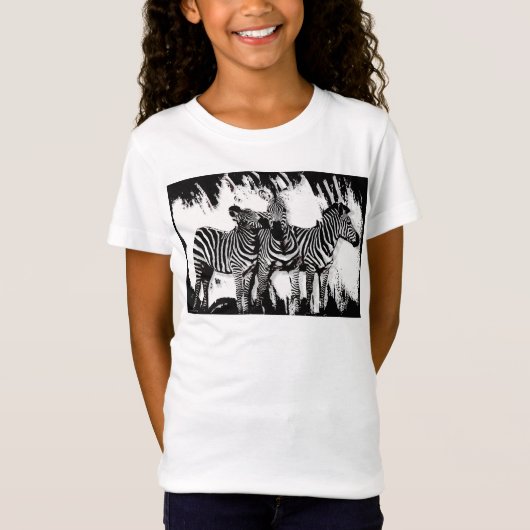 三頭のシマウマの絵 Tシャツ (正面)