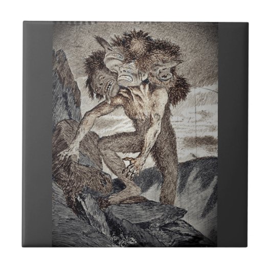 三頭の化け物 タイル (正面)