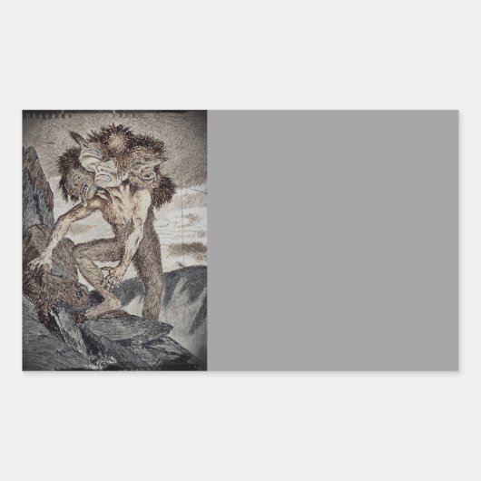 三頭の化け物 長方形シール (正面)