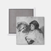 三頭の雌で一眠、1637年 マグネット (正面/裏面)