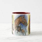 三頭立ての馬 ツートーンマグカップ (中央)