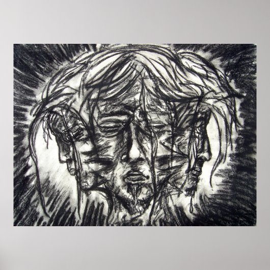 三顔金属病木炭スケッチ ポスター (正面)