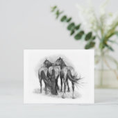 三馬：後端：愛情：鉛筆アート ポストカード (スタンド正面)