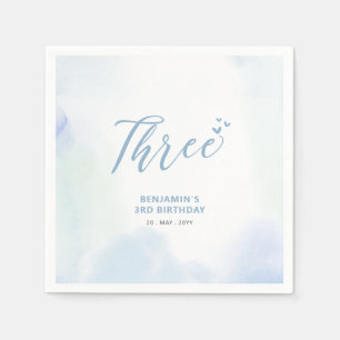 三  青いハート&水彩少年の誕生日3 スタンダードカクテルナプキン