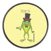 上おもしろい帽子漫画のカエル アイスホッケーパック (正面)