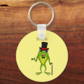 上おもしろい帽子漫画のカエル キーホルダー (正面)