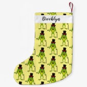 上おもしろい帽子漫画のカエル スモールクリスマスストッキング (裏面)