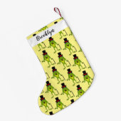 上おもしろい帽子漫画のカエル スモールクリスマスストッキング (裏面 (吊り時))