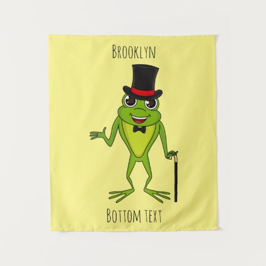 上おもしろい帽子漫画のカエル タペストリー (正面)