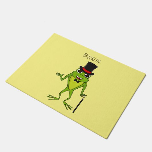 上おもしろい帽子漫画のカエル ドアマット (アングル)