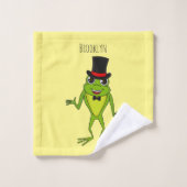 上おもしろい帽子漫画のカエル バスタオルセット (ウォッシュタオル)