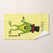 上おもしろい帽子漫画のカエル バスタオルセット (ハンドタオル)