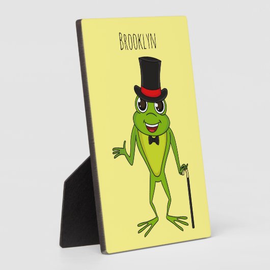 上おもしろい帽子漫画のカエル フォトプラーク (側面)