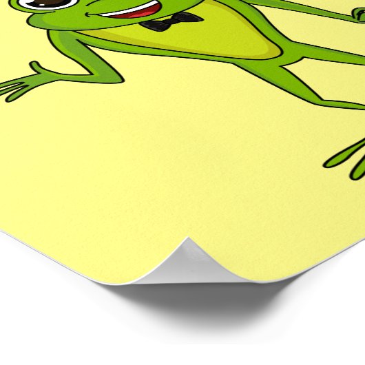 上おもしろい帽子漫画のカエル ポスター (角)