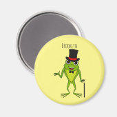 上おもしろい帽子漫画のカエル マグネット (正面/裏面)