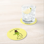 上おもしろい帽子漫画のカエル ラウンドペーパーコースター (インサイチュ)