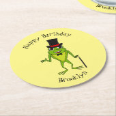 上おもしろい帽子漫画のカエル ラウンドペーパーコースター (アングル)