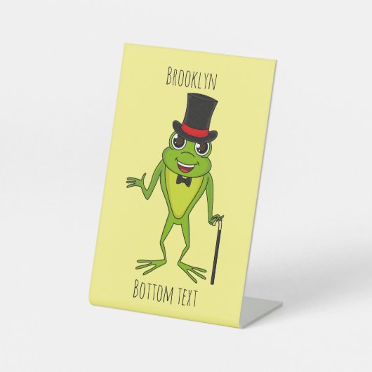 上おもしろい帽子漫画のカエル 台座サイン (正面)