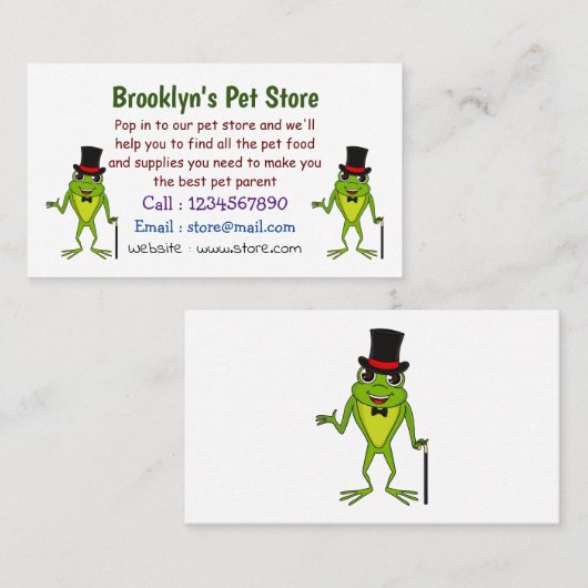 上おもしろい帽子漫画のカエル 名刺 (正面/裏面)