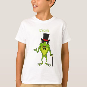 上おもしろい帽子漫画のカエル Tシャツ