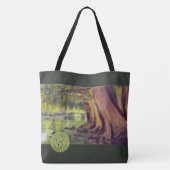 上および底の静かな水緑による木 トートバッグ (裏面)