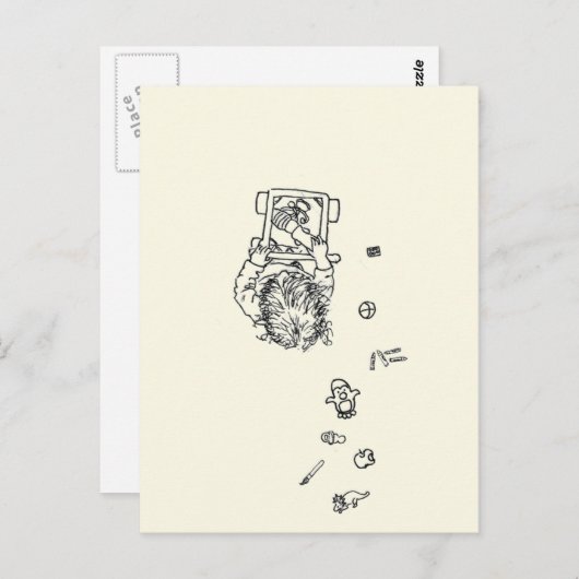 上からおもしろいでぐちゃぐちゃなスケッチをする子 ポストカード (正面/裏面)