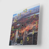 上からのビュー：オータムインセントラルパーク01 スクエア壁時計 (傾斜)