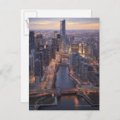 上からシカゴ川とトランプタワー ポストカード (正面/裏面)