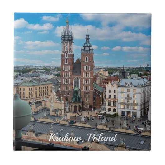 上からポーランドのクラクフ市の中心 タイル (正面)