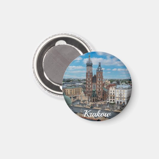 上からポーランドのクラクフ市の中心 マグネット (正面/裏面)