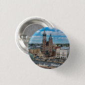上からポーランドのクラクフ市の中心 缶バッジ (正面&裏面)