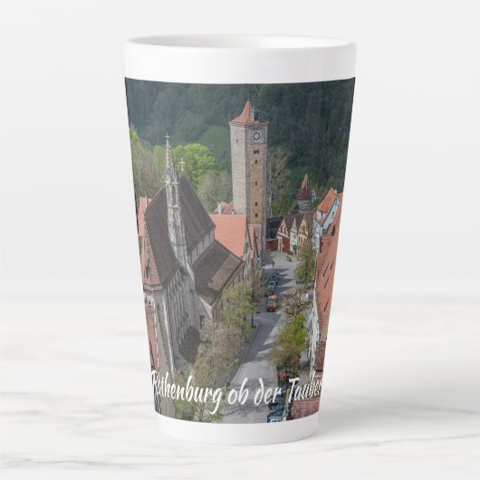 上からローテンブルクのオブダータウバー旧市街 カフェラテマグ (正面)