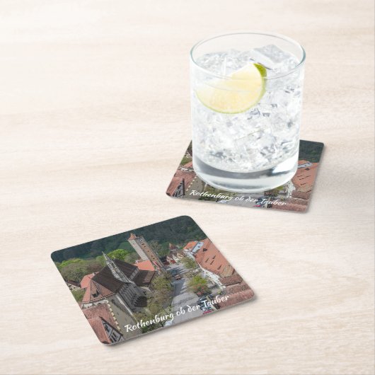 上からローテンブルクのオブダータウバー旧市街 スクエアペーパーコースター (インサイチュ)