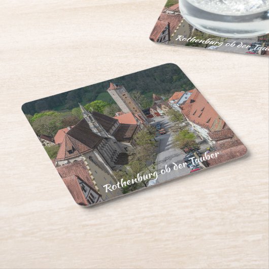 上からローテンブルクのオブダータウバー旧市街 スクエアペーパーコースター (アングル)