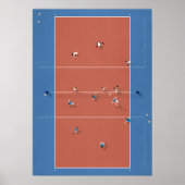 上から図解入りの、写真付きのバレーボールのコート ポスター (正面)