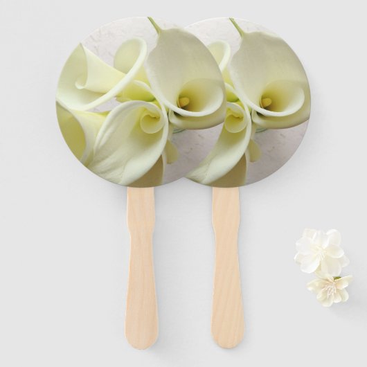 上から白いタコユリ ハンドファン (正面&裏面)