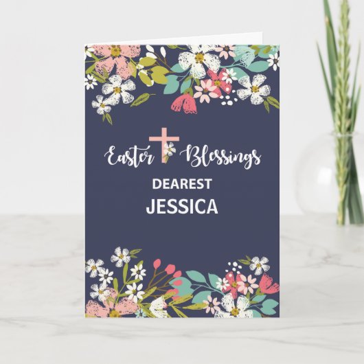 上がったキリストの名前をカスタムするのイースター恵み カード (正面)