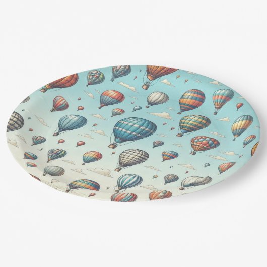 上がって上遠くに!熱お洒落気球 ペーパープレート (アングル)