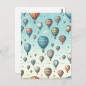 上がって上遠くに!熱お洒落気球 ポストカード (正面/裏面)