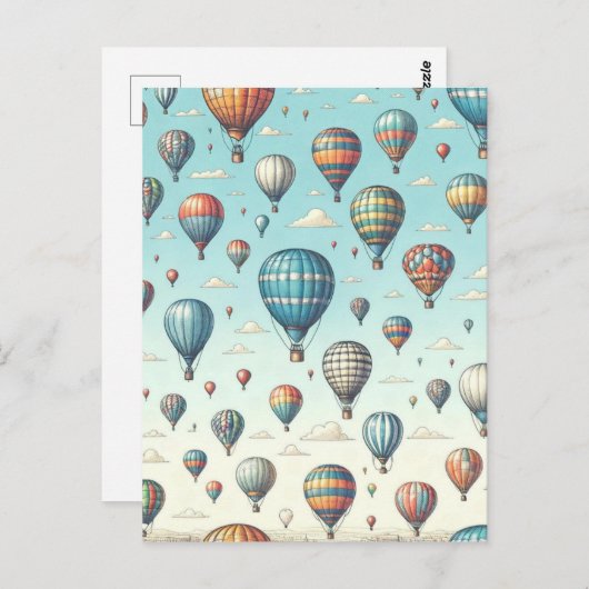上がって上遠くに!熱お洒落気球 ポストカード (正面/裏面)