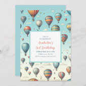 上がって上遠くに!熱お洒落気球 招待状 (正面/裏面)