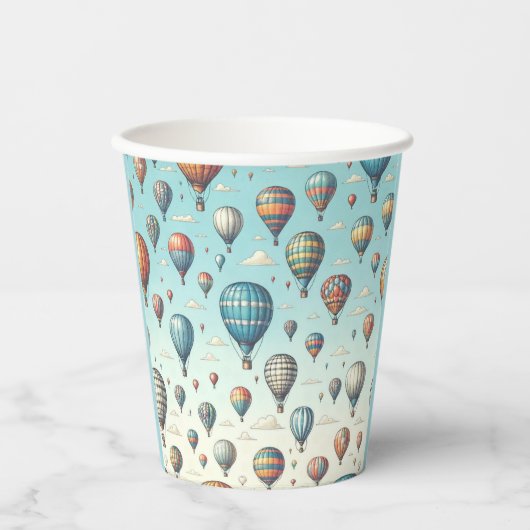 上がって上遠くに!熱お洒落気球 紙コップ (正面)
